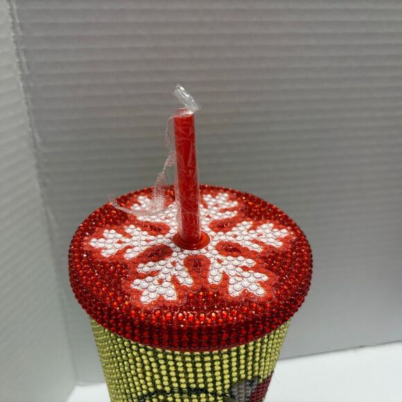 Dr Seuss The Grinch Rhinestone Tumbler Green Red White Ho Ho Ho Grinch Hand NWT - Picture 4 of 4
